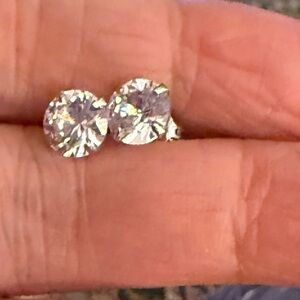 Zirconia Crystal Stud Earrings Silver Stainless Steel 4mm